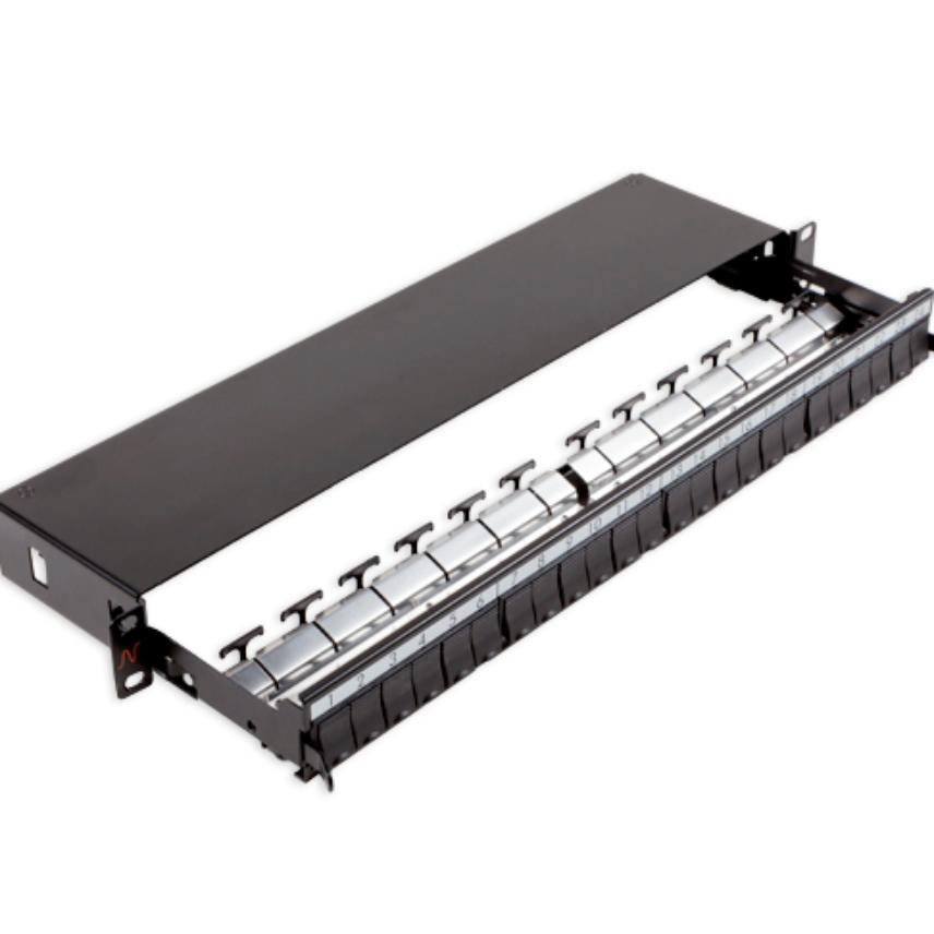 Patch Panel 24 Snap-In Sliding Black
